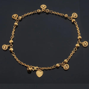 Yellow Round Patterned Anklets Chain for Women Girls