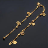 Yellow Round Patterned Anklets Chain for Women Girls