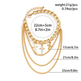 Punk Metal Chain Tassel Anklet Rhinestone Cross Pendant