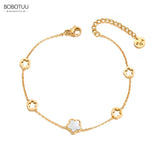 Stainless Steel Flower Charm Anklet for Women Girls