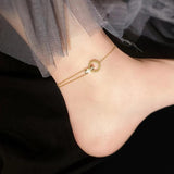 Titanium Steel Rome Double-Ring Buckle Anklet for Women