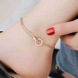 Titanium Steel Rome Double-Ring Buckle Anklet for Women
