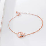 Titanium Steel Rome Double-Ring Buckle Anklet for Women
