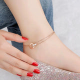 Titanium Steel Rome Double-Ring Buckle Anklet for Women