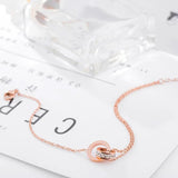 Titanium Steel Rome Double-Ring Buckle Anklet for Women