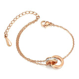 Titanium Steel Rome Double-Ring Buckle Anklet for Women
