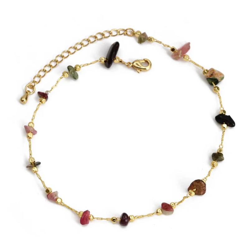 Lucky Eye Natural Stone Anklet Adjustable Ankle Bracelet for Women