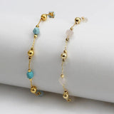 Lucky Eye Natural Stone Anklet Adjustable Ankle Bracelet for Women