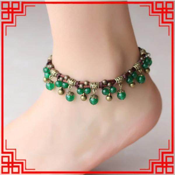Bohemian Chalcedony Anklets Chains Handmade Vintage Foot Chains