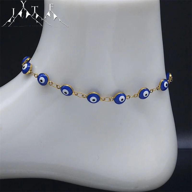 Stainless Steel Evil Eye Anklets Bracelets for Women
