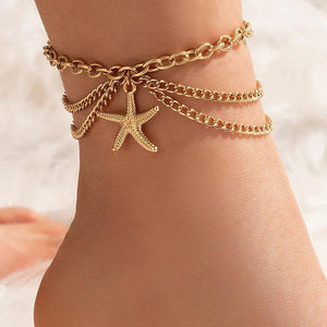 Gothic Snake Foot Bracelet Starfish Shell Barefoot Sandal Anklet