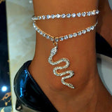 Rhinestone Anklet Bracelet Tennis Chain Crystal Pendant Beach Foot Jewelry