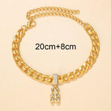 Stonefans Titanium Steel Bear Pendant Anklet Bracelet Men Holiday Accessories