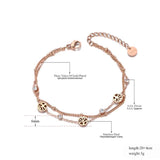 Bohemia Double Layer CZ Crystal Tree Plant Charm Anklets For Women