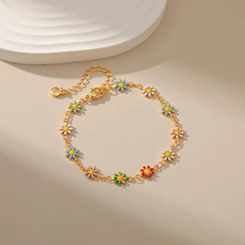 Daisy Flower Beach Anklet Bracelet for Women - Summer Foot Jewelry