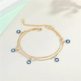 Boho Multilayer Chain Eyes Anklet Vintage Eye Pendant Bracelet