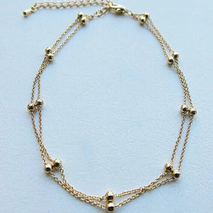 Silver Chain Multi-layer Anklets Beads Ankle Bracelets Foot Jewelry
