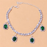 Green/White CZ Anklet Boho Style Beach Summer Accessories