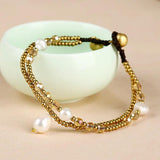 Bohemian Beach Double Layer Women's Anklet with Pearl