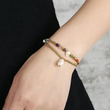 Bohemian Beach Double Layer Women's Anklet with Pearl