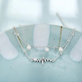 Bohemia Lock Snake Chain Anklet Pearl Pendant Foot Bracelet Beach Jewelry