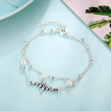 Bohemia Lock Snake Chain Anklet Pearl Pendant Foot Bracelet Beach Jewelry