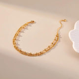 Metal Round Ball Double Layer Anklets for Women Jewelry Temperament Beach Anklet