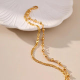 Metal Round Ball Double Layer Anklets for Women Jewelry Temperament Beach Anklet