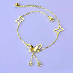 19+5cm Stainless Steel Women Butterfly Pendant Foot Chain Leg Bracelet