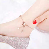 19+5cm Stainless Steel Women Butterfly Pendant Foot Chain Leg Bracelet