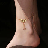 19+5cm Stainless Steel Women Butterfly Pendant Foot Chain Leg Bracelet