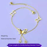 19+5cm Stainless Steel Women Butterfly Pendant Foot Chain Leg Bracelet