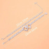 Crystal Double Heart Anklet Rhinestone Foot Jewelry for Women