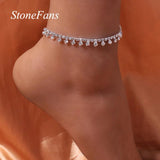 Stonefans Water Drop Anklet Chain Jewelry for Women Sandals Barefoot Accessories