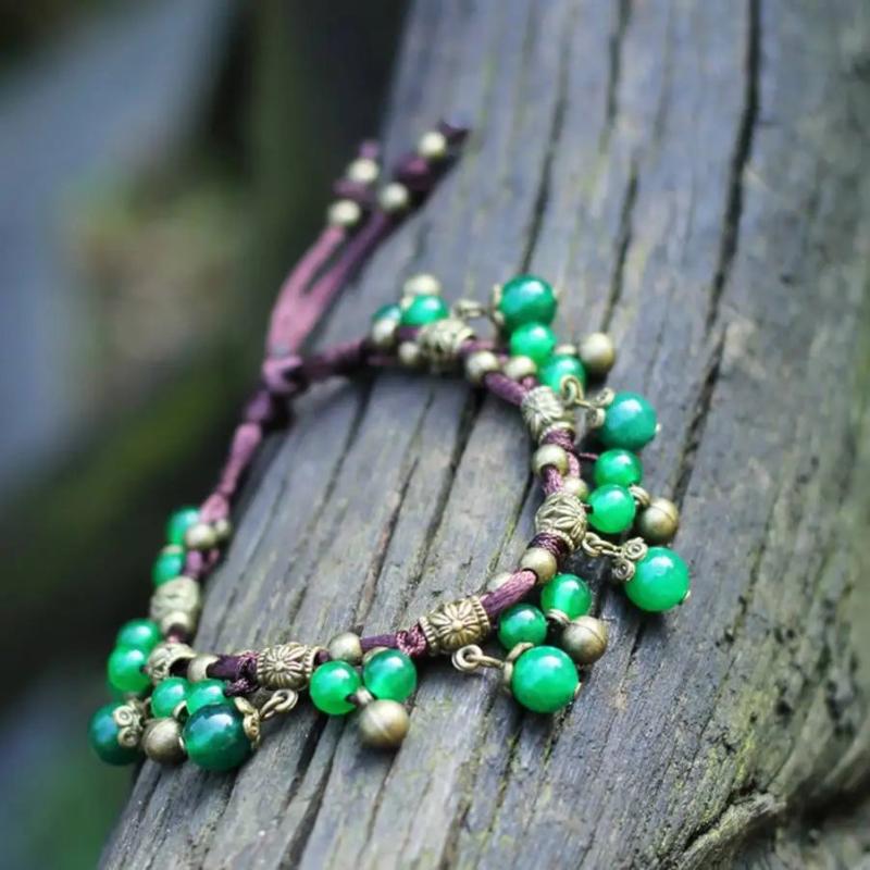 Indian Stone Copper Bead Anklet Women Beach Bell Bracelet Foot Jewelry