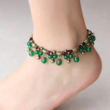 Indian Stone Copper Bead Anklet Women Beach Bell Bracelet Foot Jewelry