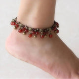 Indian Stone Copper Bead Anklet Women Beach Bell Bracelet Foot Jewelry