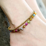 Boho Beach Pearl Anklet Colored Stone Beaded