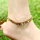 Boho Beach Pearl Anklet Colored Stone Beaded