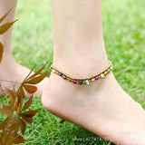 Boho Beach Pearl Anklet Colored Stone Beaded