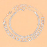 Rhinestone Tennis Anklet Bracelets Boho Foot Jewelry