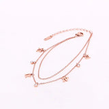2-Layer Roman Numeral & 3 Zircon Anklet Stainless Steel Valentine Gift