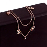 2-Layer Roman Numeral & 3 Zircon Anklet Stainless Steel Valentine Gift