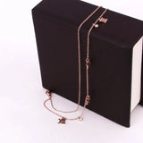 2-Layer Roman Numeral & 3 Zircon Anklet Stainless Steel Valentine Gift