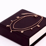 2-Layer Roman Numeral & 3 Zircon Anklet Stainless Steel Valentine Gift