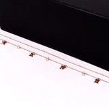 2-Layer Roman Numeral & 3 Zircon Anklet Stainless Steel Valentine Gift