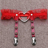 Heart Shaped Garter Belt Club Bar Leather Mesh Elastic Leg Girdle