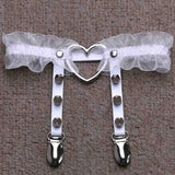 Heart Shaped Garter Belt Club Bar Leather Mesh Elastic Leg Girdle