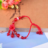 Red Rope Anklets Crystal Beads Flower Anklets