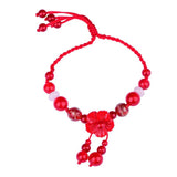 Red Rope Anklets Crystal Beads Flower Anklets